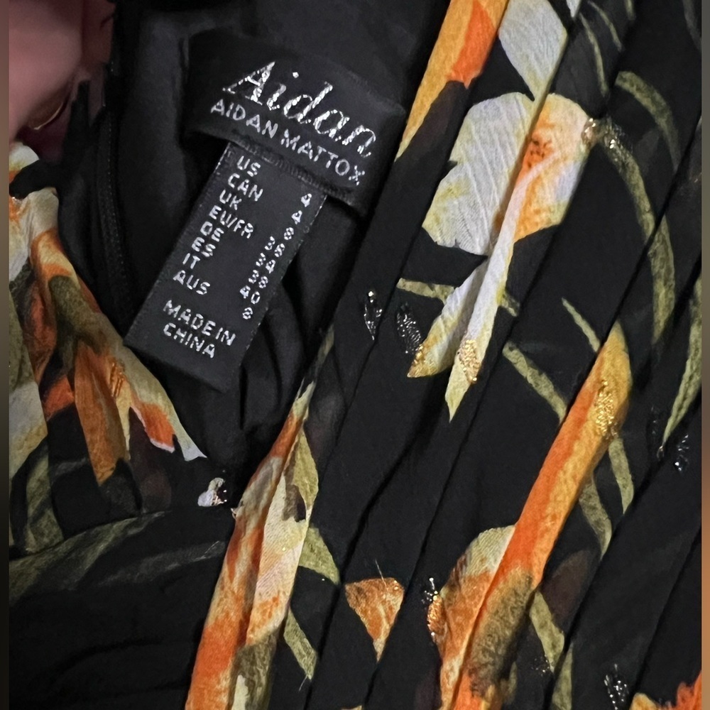 #20 AIDAN MATTOX • METALLIC FLORAL PRINT W. SLIT • NWT - Picture 7 of 9